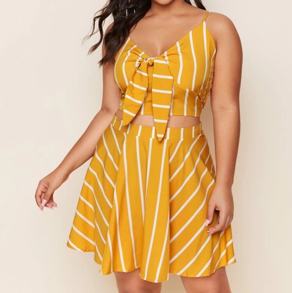 Bnwto Shein Striped Top & Skirt Set